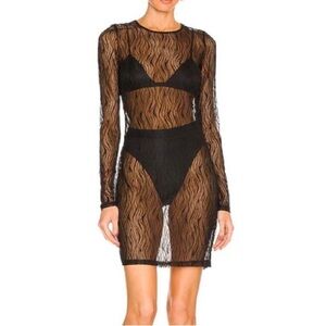 L'Academie revolve lace long sleeve mini dress in black small